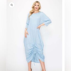 💖Textured Pink Ruched Tie-Front Dress💖